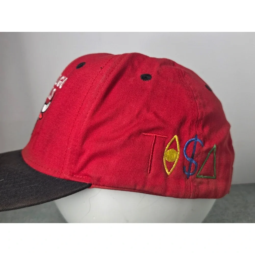 Vintage TISA Chicago Bulls Hat Cap Snapback Red Black Retro Adidas